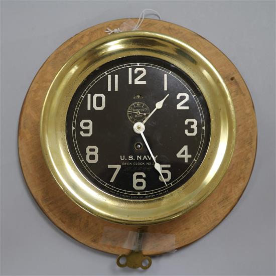 A Chelsea US Navy ships clock, c.1909, 3.5in.